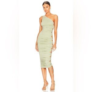 h:ours Quinn Midi Dress in Sage Green